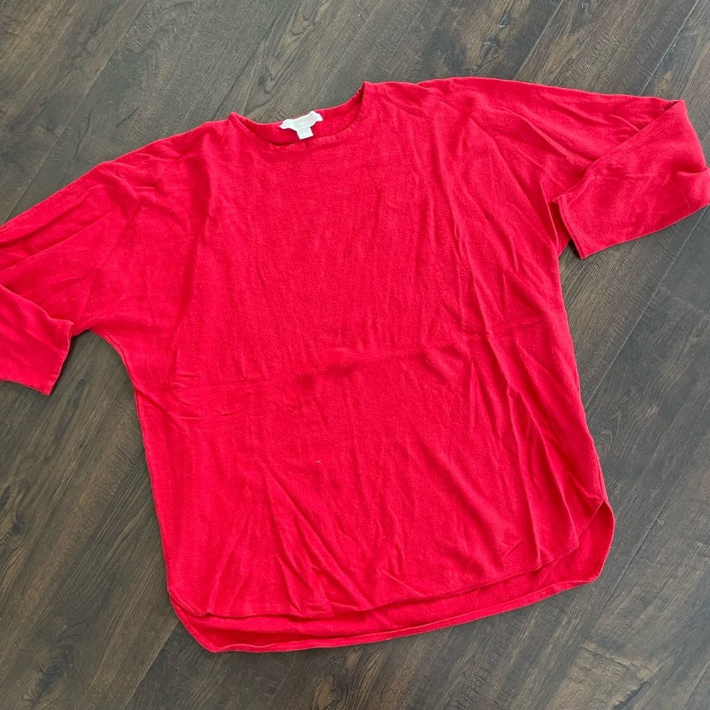 MICHAEL KORS Vibrant Red Crewneck Oversized Lightweight Sweater Contemporary XL